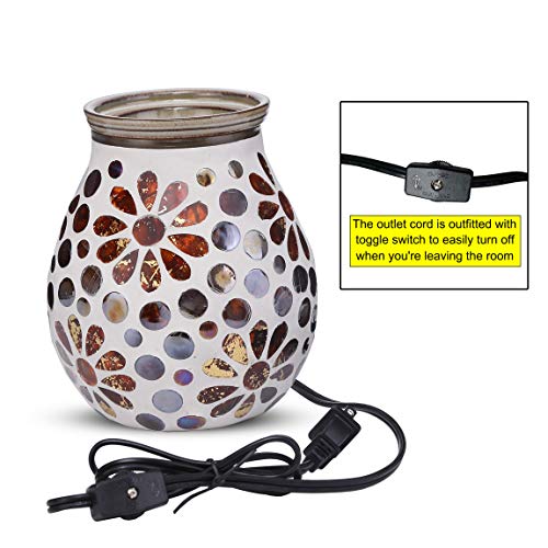 mocosa Handcrafted Mosaic Glass Electric Wax Melt Warmer Wax Burner Melter Fragrance Warmer for Home Office Bedroom Living Room Gifts & Decor - Thumbnail 3