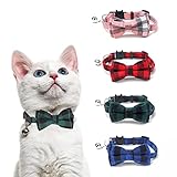 PAMELARG Collar para Gatos con Campana,Juego de 4 Collares de Gatito,Collares Sólidos y Seguros para Gatos con Lazo...