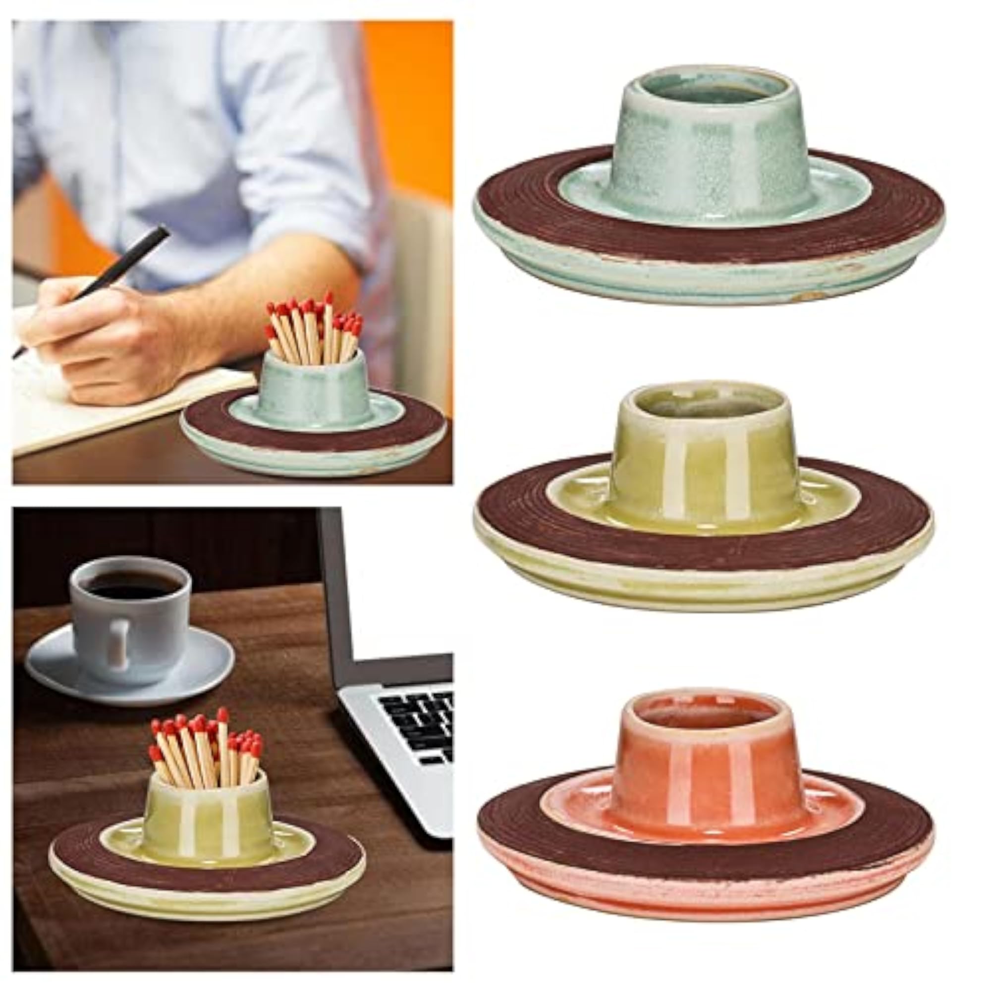 Decorative Ceramic Match Holder Storage Jar for Kitchen
