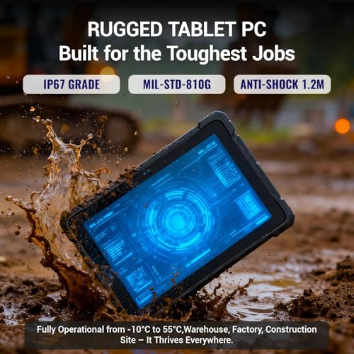 Image of HEIGAOLA Rugged Tablet 12th Alder Lake N100 10.1 inch Win Tablet, Win 11 Pro 16GB 256GB ROM 4G LTE GPS Tablets PC 8000mAh Battery USB3.0 / WiFi 5 / BT5.0 / FHD for Field Service