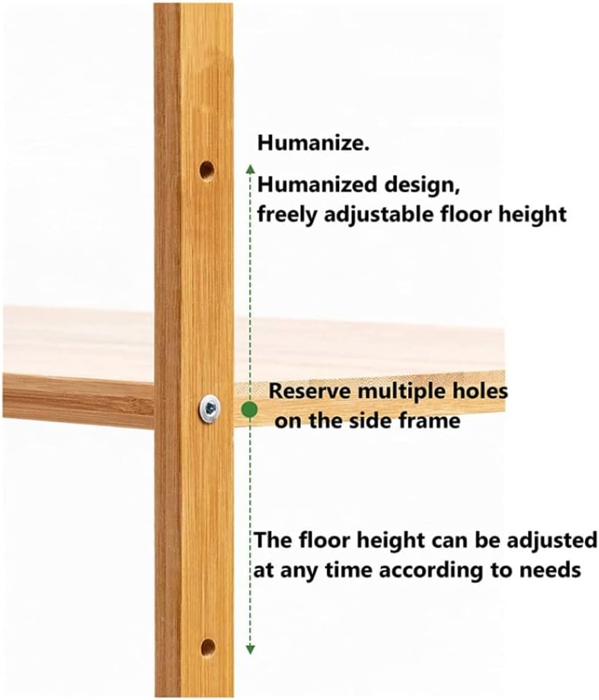 5-Tier Kitchen Baker's Rack with Storage Cabinet Bamboo Microwave Oven Rack Storage Corner Shelf for Home Kitchen Organizer Kitchen Utensils Tableware Storage Stand