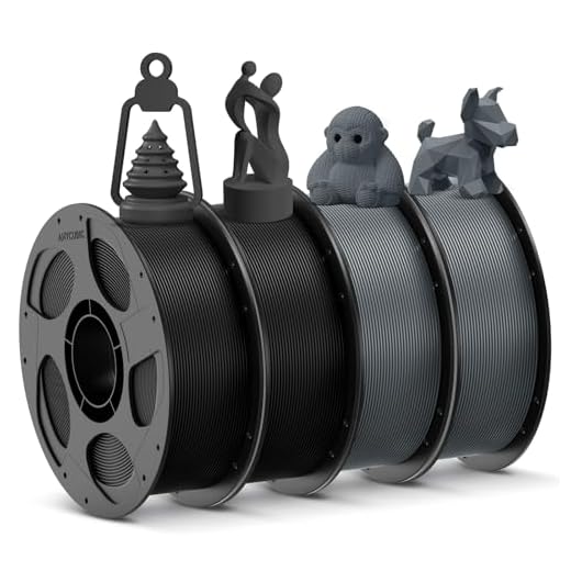 ANYCUBIC 3D Printer Filament PLA Bundle, PLA Filament 1.75mm Dimensional Accuracy +/- 0.02mm, 1KG Reusable Spool, 2KG Black + 2kg Texture Grey, 4KG in Total