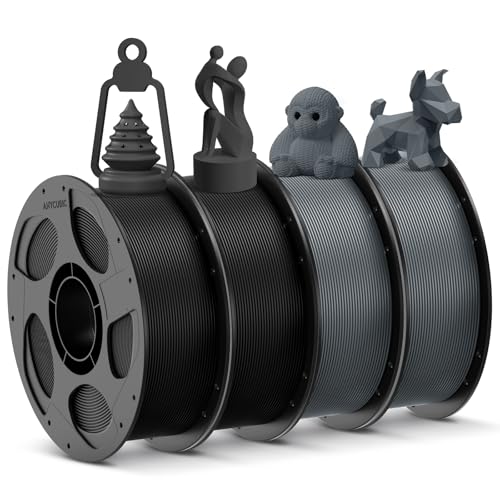 Image of ANYCUBIC 3D Printer Filament PLA Bundle, PLA Filament 1.75mm Dimensional Accuracy + /- 0.02mm, 1KG Reusable Spool, 2KG Black + 2kg Texture Grey, 4KG in Total