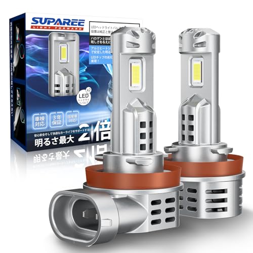 SUPAREE h11 LED ヘッドライト 爆光 新車検対応 ハイパワー40W 冷却ファン付き 高輝度 ノイズ抵抗 12V車(ハイブリッド車・EV車対応) ホワイト 6500K 2個セットのサムネイル