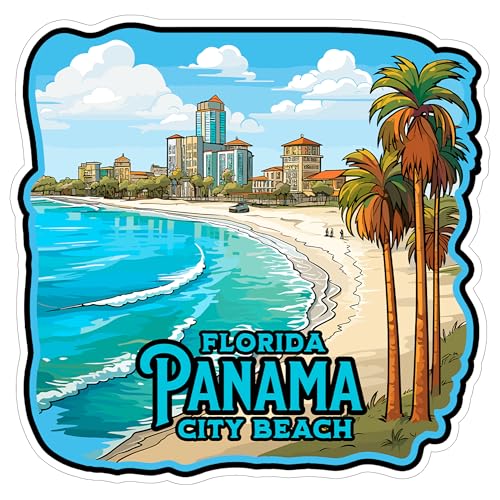 Panama City Beach Florida Sticker 4 Inch Ocean Coastal Travel Souvenir - Waterproof Vinyl Decal for Laptop Water Bottle Car Tumbler - Durable Aesthetic Long-Lasting Stickers for Adults ID44990