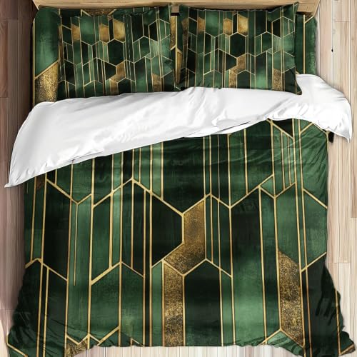 Housse de couette géométrique 140x200 cm avec taies en microfibre - 3