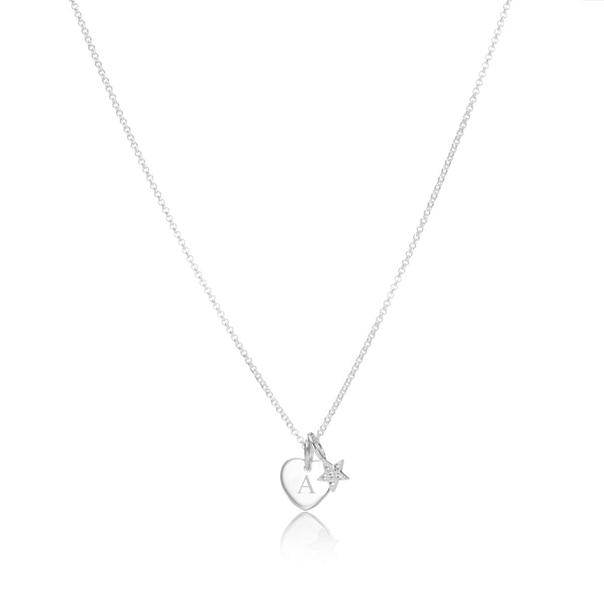 Molly BrownLondon Personalised My Little Star Heart Necklace. Ideal for Christening, Birthday Gifts for Girls, Flower Girl and Bridesmaids Gifts