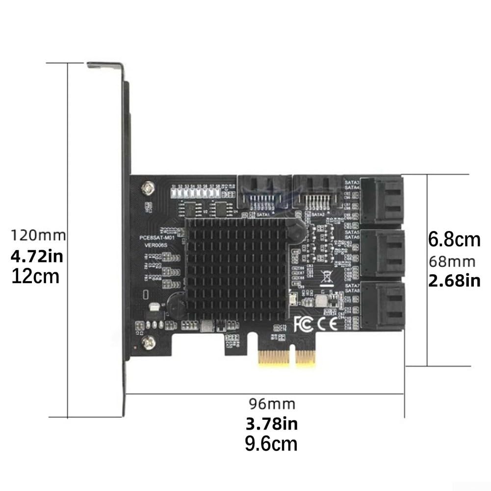 für sata 3.0 Erweiterungskarte 8 Fach für pcie x1 6Gb/s für | Marvell 88SE9215 Chip, 8 unabhängige Ports, 6Gbps Übertragung, AHCI , für ideale Speicherlösung