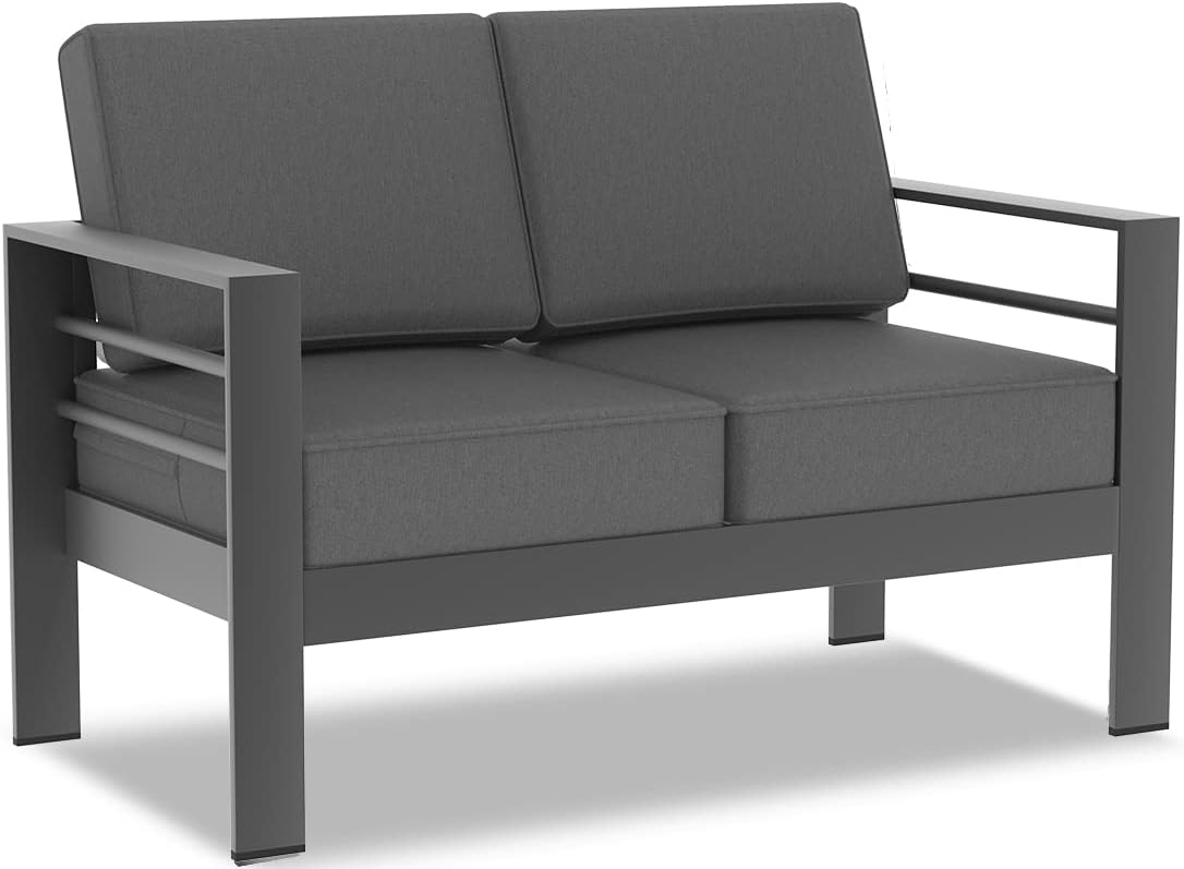 Vakollia Modern Aluminum Outdoor Patio Loveseat 2 seat Sofa