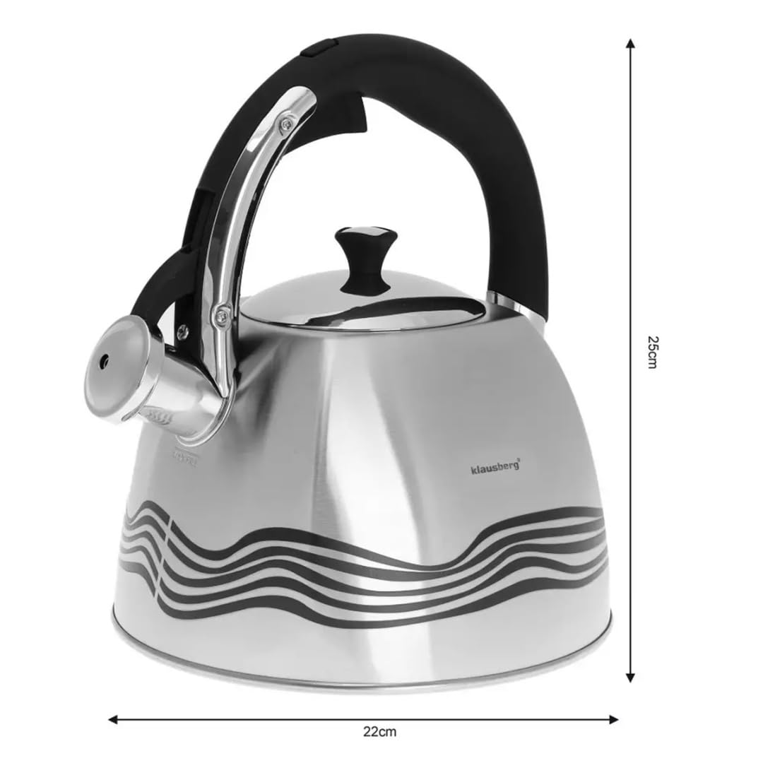 Edelstahl Wasserkessel 3L Mit Pfeiffunktion - Flötenkessel Für Alle Herdarten In Weiß-Violett