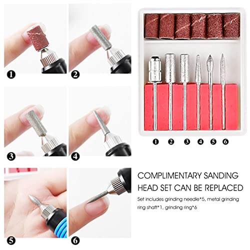 HANNEA® Mini Electric Nail Drill Art Manicure File, Portable Manicure Pen Sander Polisher for Exfoliating, Grinding, Polishing, Remove Nail Polish (EU Plug, Black) - Image 7