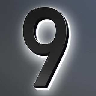 Stainless Steel Modern Backlit LED Illuminated Home Address Number,Illuminated Address Sign Plaque House Numbers LED Lighted, Light Up House Numbers,14 Inch/350mm,B