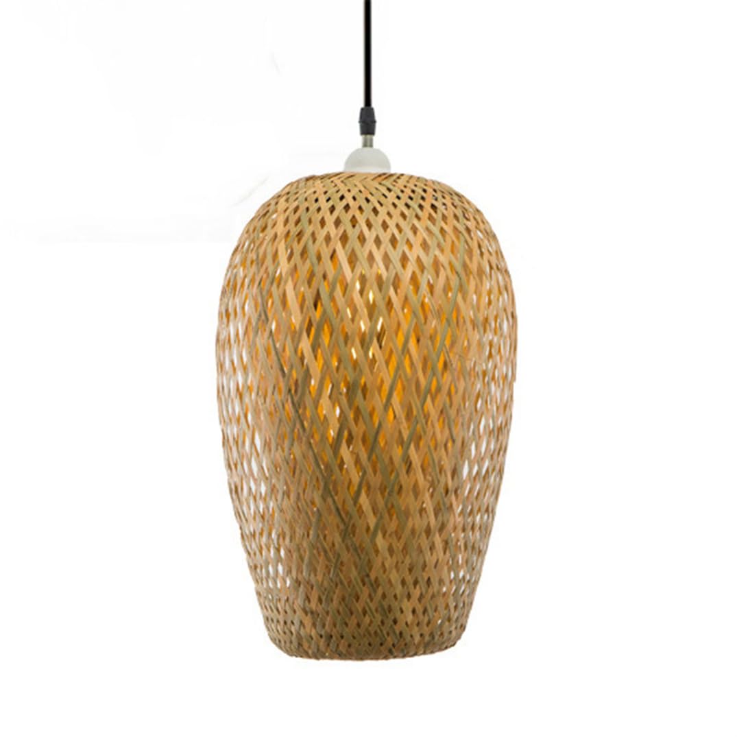 LQZCXMF Handwoven Bamboo Pendant Light Fixture Small Chandelier Boho Wicket Basket Hanging Lights Beige Basket Boho Light Fixture for Farmhouse Bedroom Living Adjustable Rattan Hanging Lamp