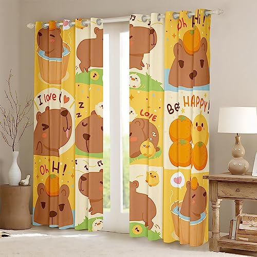 Rideaux Capybara 168x183 cm à œillets pour chambre d'enfant