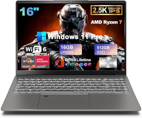 16" IPS 2.5K Gaming Laptop Computer, 8-Core AMD Ryzen 7 6800H Up ...