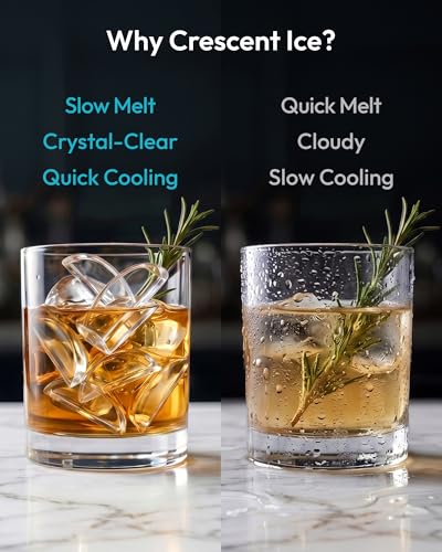 Image of EUHOMY Countertop Crescent Ice Maker, 16Pcs in 12Mins, 35Lbs /24H, Auto Deep Cleaning, Timer, Adjustable Ice Thickness, Portable Ice Cube Maker for Whiskey /Coffee /Soft Drinks