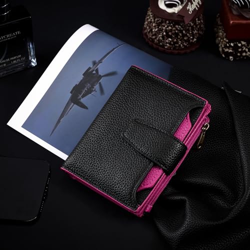 Image of Airkit Small Wallet Women RFID Blocking Soft Leather Bifold Compact Card Holder Wallet for Women with Zipper Coin Pocket 4 ID Window