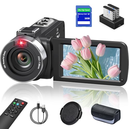 Videokamera 8K Camcorder 64MP 18X Digital Zoom Vlogging-Kamera für YouTube 3,0 Zoll Touchscreen WiFi IR-Nachtsicht Videokamera mit 2,4 G-Fernbedienung, SD-Karte und 2 Batterien