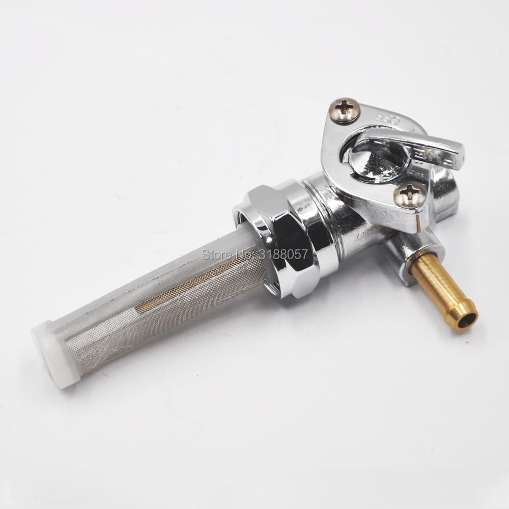 Rubinetto Benzina Cromato 22mm Adatto for Harley Davidson Rubinetto Sinistro Uscita Spigot Custom Sportster