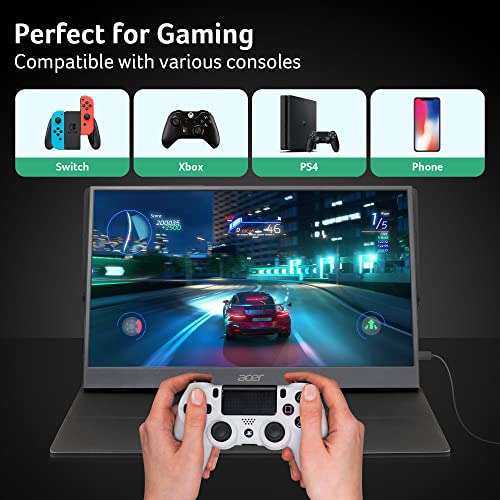 Image of acer Portable Monitor PM161Q Abmiuuzx 15.6 inch Full HD 1920 x 1080 IPS Ultra Slim Design Premium Cover I External Monitor for Laptop PC Mac I 2 x USB 3.1 Type-C Ports, 1 x Mini HDMI, 1 x Micro USB