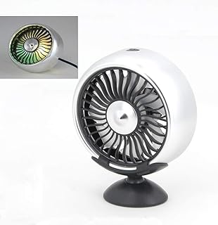 Maso Przenośny wentylator samochodowy z wylotem powietrza - mini elektryczny wentylator chłodzący USB z trzema prędkościami wiatru i kolorowym światłem (srebrny wentylator)