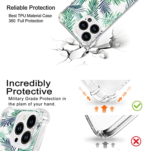 Hi Space Compatible With Iphone 14 Pro Max Case Tropical Palm Leaves Iphone 14 Pro Max Case Hawaiian Green Plant Clear Jungle Palm Tree Tpu Monstera Leaf Botanical For Iphone 14 Pro Max 6.7 2022 5G #TOP3