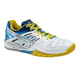 Asics Gel Fastball Indoor Hallenschuhe Handballschuhe Weiß/Blau/Gelb/Silber, Schuhgröße:EUR 37.5