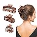 Shinowa Hair Claw Clips, 3 Pieces Leopard Print Claw Clip, Strong Hold Hair Jaw Clips for Thick Hair, Hair Accessories for Women Girls, Coffee Leopard Print