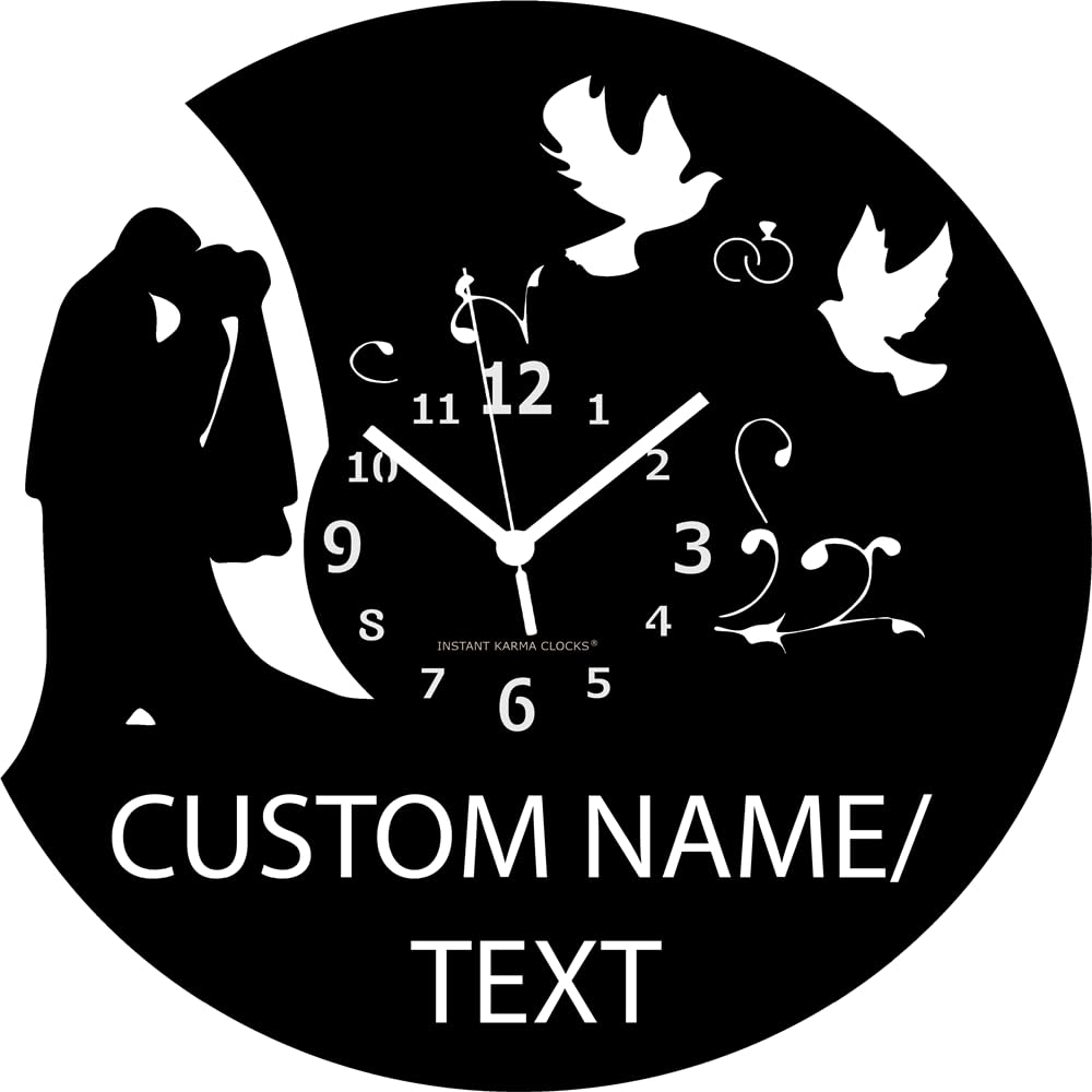 Horloge murale personnalisée mariage et anniversaire avec noms et date gravés