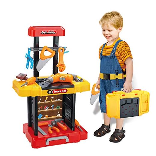 UNIH Kids Tool Bench with Electric Drill Toddler Workbench Tools Set for Kids Pretend Play Learning Toy Tool Set, Indoor & Outdoor Toys for 2 Year Old Boys Gift
