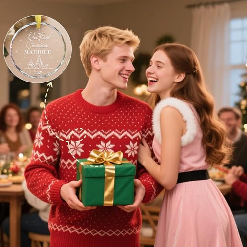 Verlovingsornamenten voor koppels 2025 - glazen kerstversieringen, kerstboomdecoraties, verlovingsgeschenken voor vrouwen mannen die pas verloofd zijn - Afbeelding 5