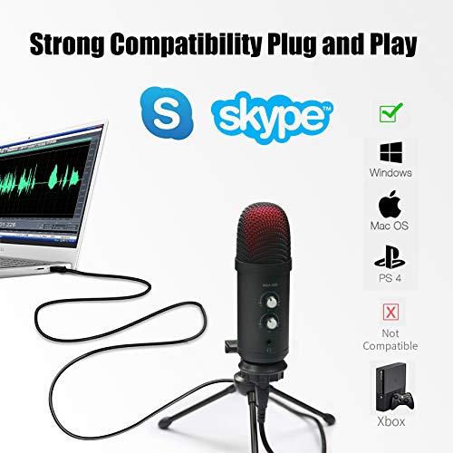 USB Mikrofon PC, Kondensator Mikrofone mit ständer aus Metall für Streaming, Gaming auf Computer, Podcast, Recording… – Bild 7