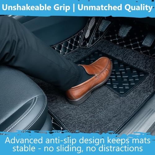 Image of KINGSWAY Accessories Premium 7D Car Floor Mats Only Compatible with Volkswagen Taigun Year 2026 Onwards All Model, Set of 3 Pcs, 100% Waterproof & Washable 7D Car Foot Mats, Classic Black