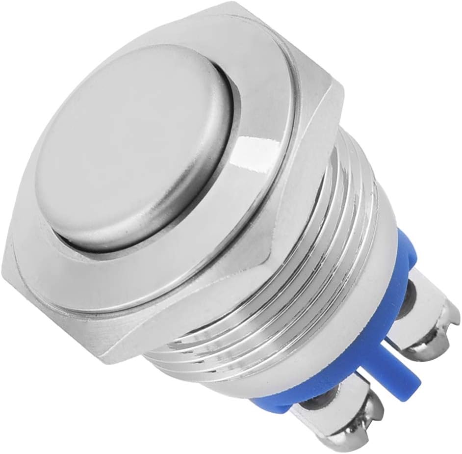 LANTRO JS - 40Pcs 16mm BEM-16-10TT Momentary Push Button Switch, Auto Reset High Head 2-Pin Waterproof Metal Button Switch