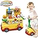 BAKAJI Cavalcabile Schoolbus Fast Food Giocattolo per Bambini 3in1 22pz Scanner Funzionante Luci e Suoni Accessori di Gioco e Trasformazione in Trolley Dimensione 44 x 45 x 22,5 cm