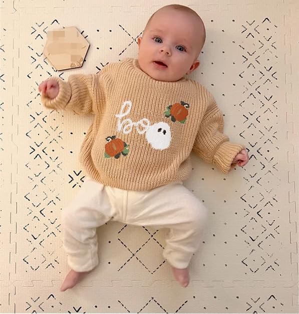 Halloween Baby Clothes Ghost Embroidery Sweater Knitted Pullover Sweatshirt Tops Toddler Fall Halloween Outfits - Image 2