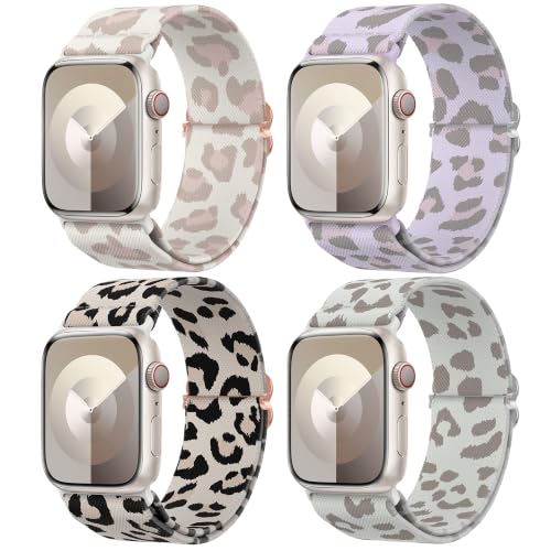 Image of Delidigi Stretchy Bands Compatible for Apple Watch Band Women 40mm 38mm 41mm 42mm 44mm 45mm 46mm 49mm, Nylon Braided Straps for iWatch Series 11 10 9 8 7 6 SE 5 4 3 Ultra 3 2 1