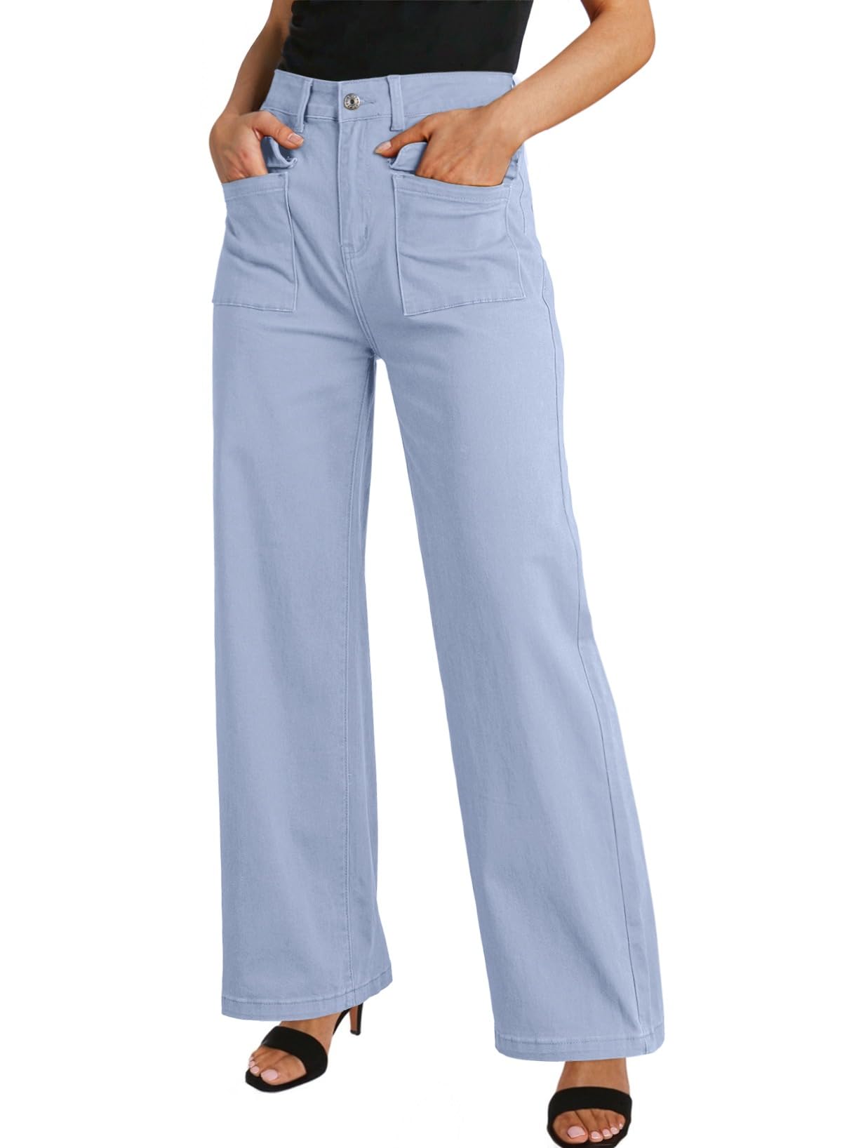 Dokotoo Women's High Waisted Cargo Jeans Pants Women Baggy Straight Wide Leg Pants 2025 Outfits Fashion Clothes Casual Trendy Teen Girls Trousers Boyfriend Denim