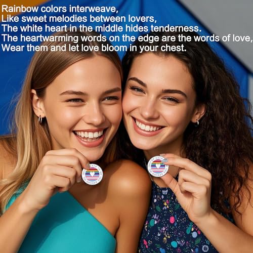 Image of 2025 Round Rainbow Brooch Enamel Pins You're Safe To Be You Around Me Badge Pin Lapel Brooches With Inspirational Quote For Clothing Bags Jackets Hat Decoration Accessories For LGBT People(2pcs)