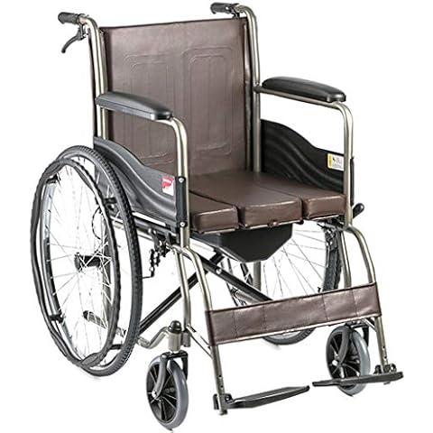 Heavy Duty Wheelchair for Adults, Shower Commode Chair, Folding Drive Medical All-in-One Transport Wheelchair for Home and Outdoor use Cover