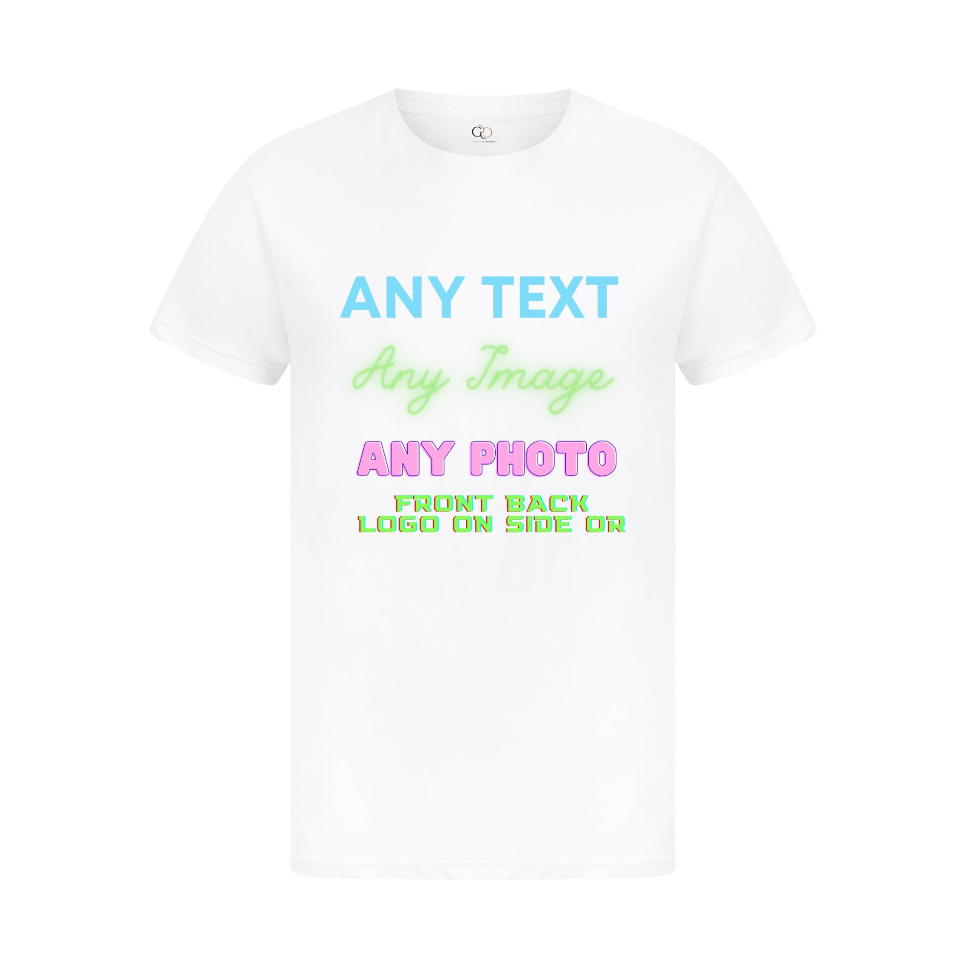 Garment Guardians Unisex White Personalised T-Shirts Uk - Custom Print Tshirt With Any Text And Photo, Design Your Own Custom T Shirt (Uk, Alpha, Xxl, Regular, Regular, )