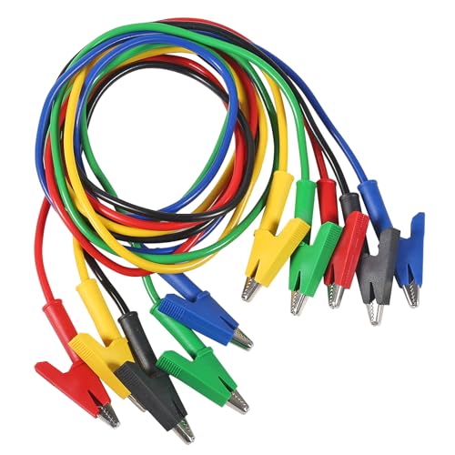 Image of 5pcs Test Leads 4mm Stackable Banana Plug to Crocodile Alligator Clips Flexible Cable Wire 3.3ft /1m for Multimeter Electrical Testing (Alligator Clips to Alligator Clips)