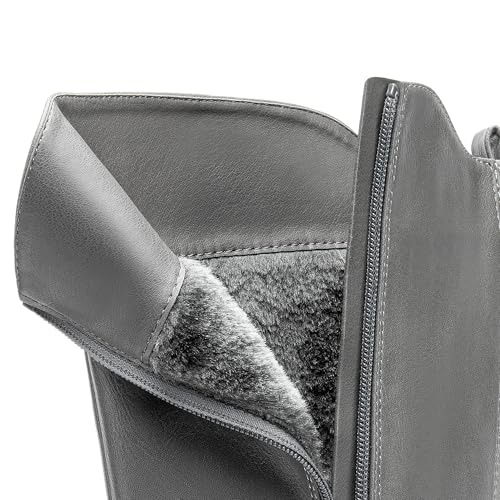 DREAM PAIRS Women's Knee High Boots, Buckle Riding Boots,Size 10,Grey,UNCLE