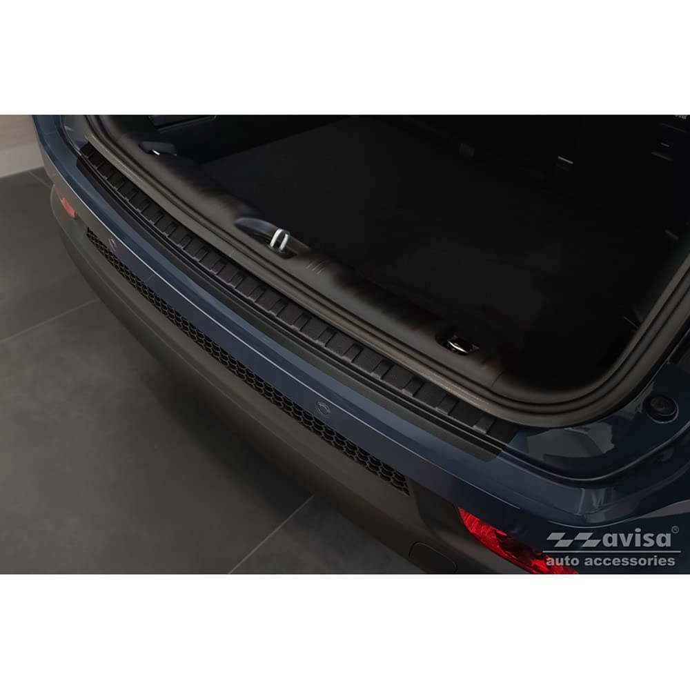 Avisa Matt Black Stainless Steel Rear bumper protector compatible with Jeep Compass 2017- 'Ribs'