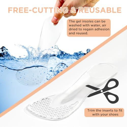 Image of 3 /4 High Heel Cushion Insoles, Self-Adhesive Arch Support Inserts for Flat Feet and Arch Pain Relief, Gel Shoe Inserts for Sandal, Flats and High Heels (2 Pairs, Beige, Women's 5-8.5)