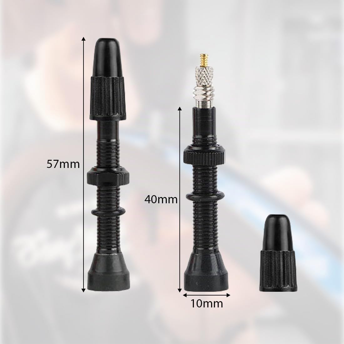 JEYORZY Valve Tubeless VTT 40 mm, 2 Pièces Valves Presta sans Chambre à Air 40 mm Valves Tubeless Tige de Valve VTT Valves de Vélo pour Pneus de Vélo, noir