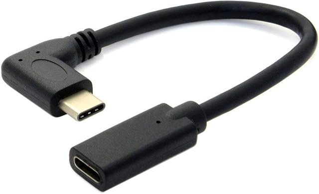 USB-C Extension Cable,20cm USB-C Type C Male to Female USB 3.1 Extender Extension Short Cable Cord For Nintendo Switch, Macbook & More,Black (90 Degree)
