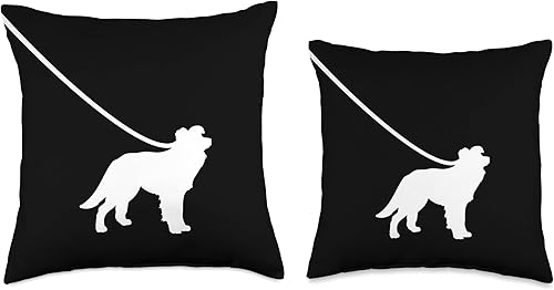 Miniatura 3 de Border Collie for Men Women Boys Girls by RJ Border Collie on a Leash Dog-Mom Dad Pet Cute Funny Puppy Throw Pillow, 16x16, Multicolor