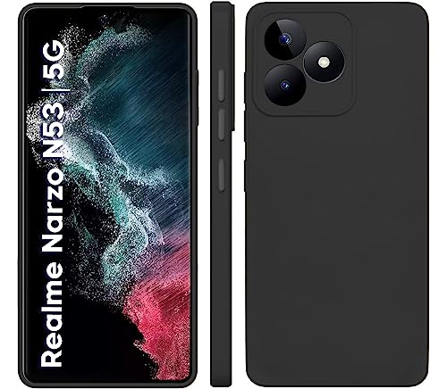 Image of TRUEUPGRADE Realme Narzo N53 Back Case | Soft Silicon Rubberised Cover | Camera Protection Bump (Black)