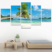 SIGNWIN 5 Panel Canvas Wall Art Modern Art Coastal Colorful Multicolor Photography Romantics Sunset for Home Decorations Ready to Hang - 60